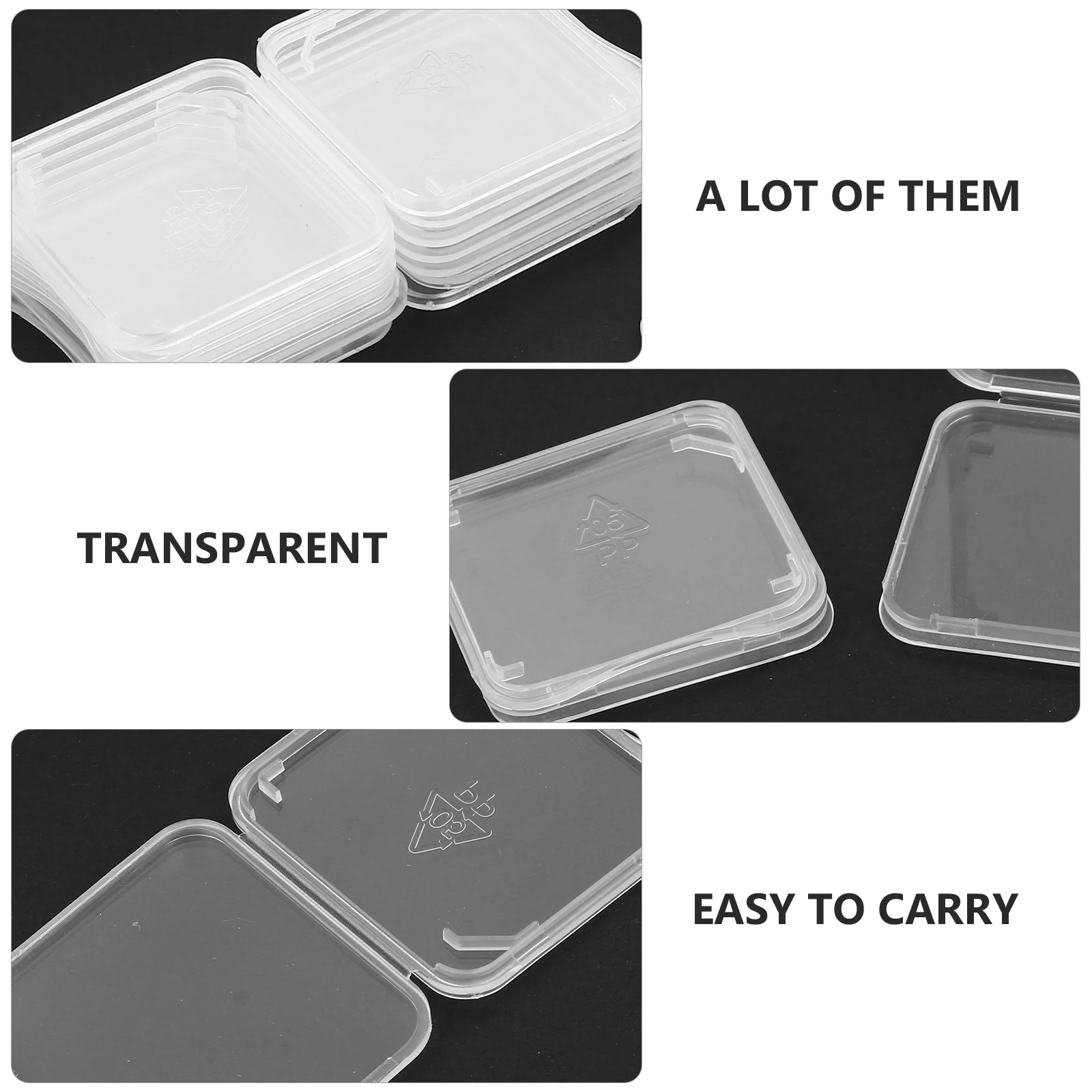 100pcs Transparent SD Memory Card Case Micro SD Card Holder Protector Storage Boxes Plastic Packaging Box Organizers