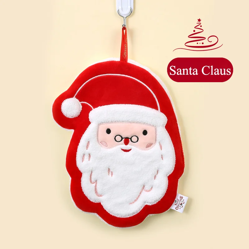 Baby Towel Cute Christmas Hanging Towel For Baby, Coral Fleece Quick-drying Fingertip Towel for Kids, Soft With Hanging Loop