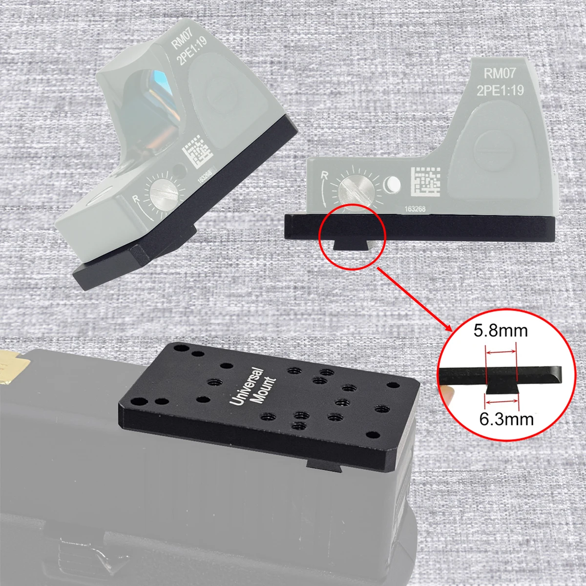 Universal Mount Plate For G17 Rear Sight Scope Plate Mount Base Adapter Fit RM VISM M1 M2 Red Dot Sight scope mount adapter rail adapter