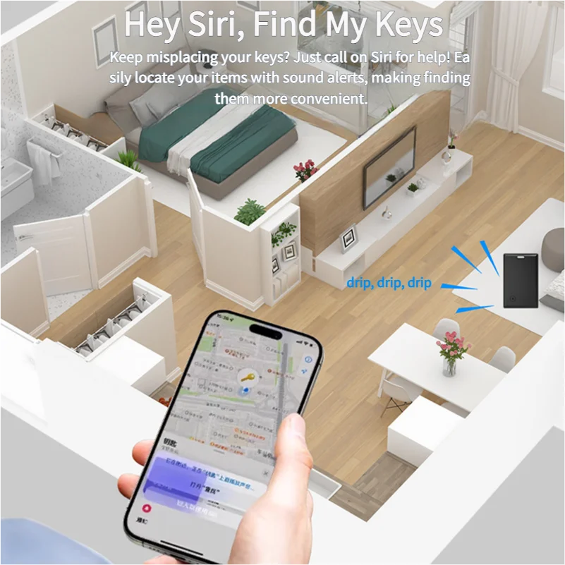 Smart GPS Tracker Waterproof Ultra-thin Card Locator Wallet Passport Anti-loss Device Mobile Keys Pet Elderly Kids for Find My