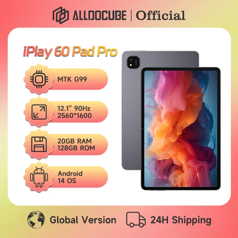 ALLDOCUBE iPlay 60 Pad Pro Tablet 12.1″ 90Hz Display MTK8781 20GB（8+12 Virtual）RAM 128GB ROM 10000mAh Android 14 4G LTE Tablet
