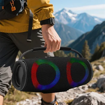 Powerful Bluetooth Speaker LED Light Portable Outdoor Speakers Dual 4'' Subwoofer Sound Box Support 5