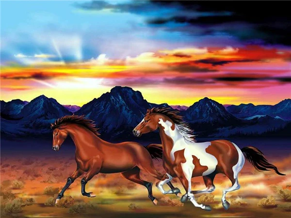 Diamond Painting Running Horse And Sunset Designs Embroidery House