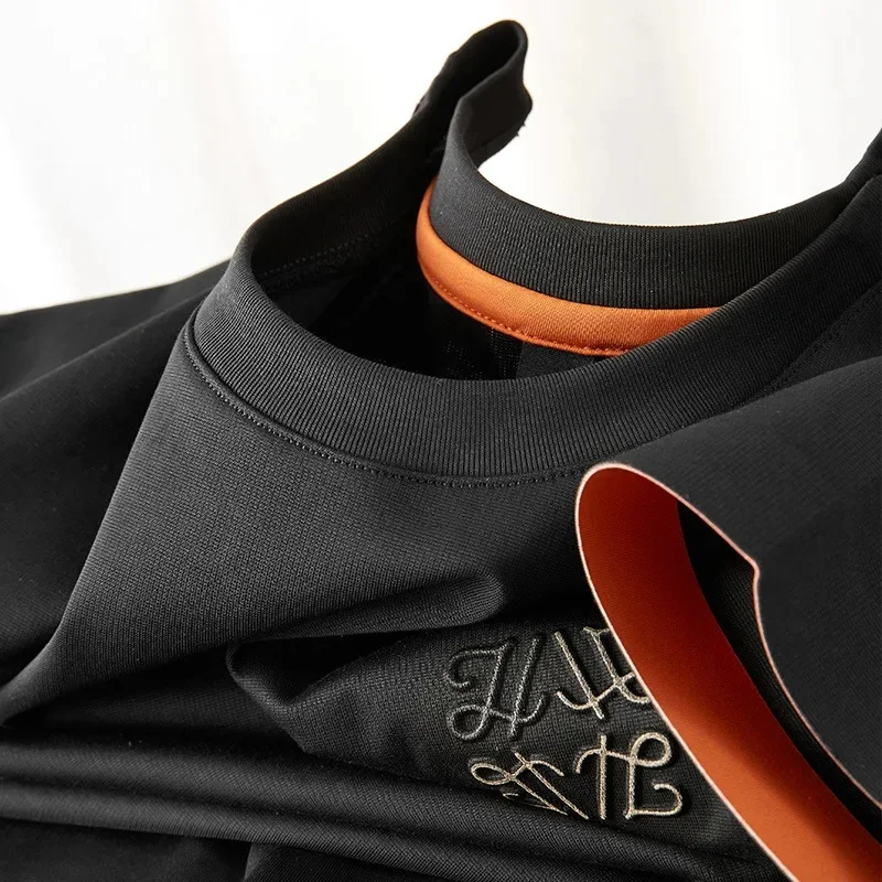 الصيف رقيقة الحرير الجليد سلس الأخضر تي شيرت الرجا...