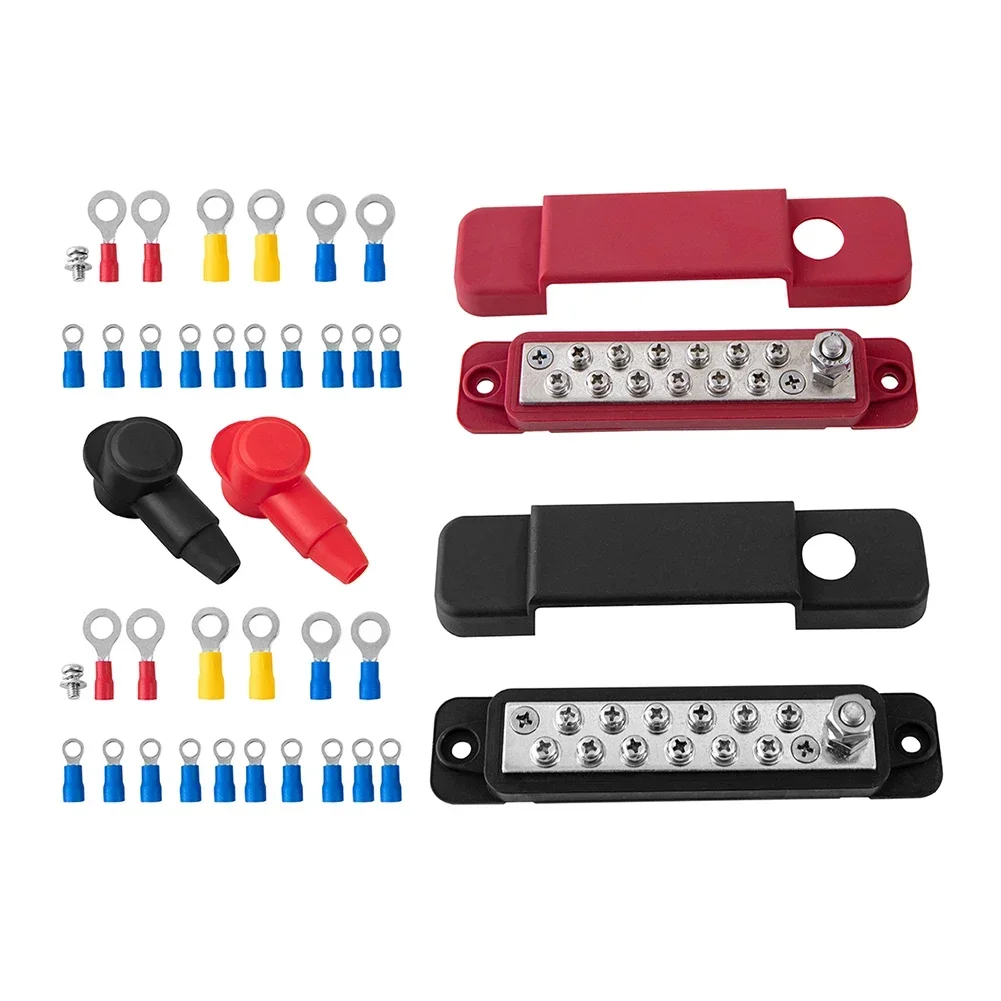Accessories Replace Terminal Block For Car 180A 12V DC Busbar Bus Distribution Block Zinc Alloy Pair Black Red