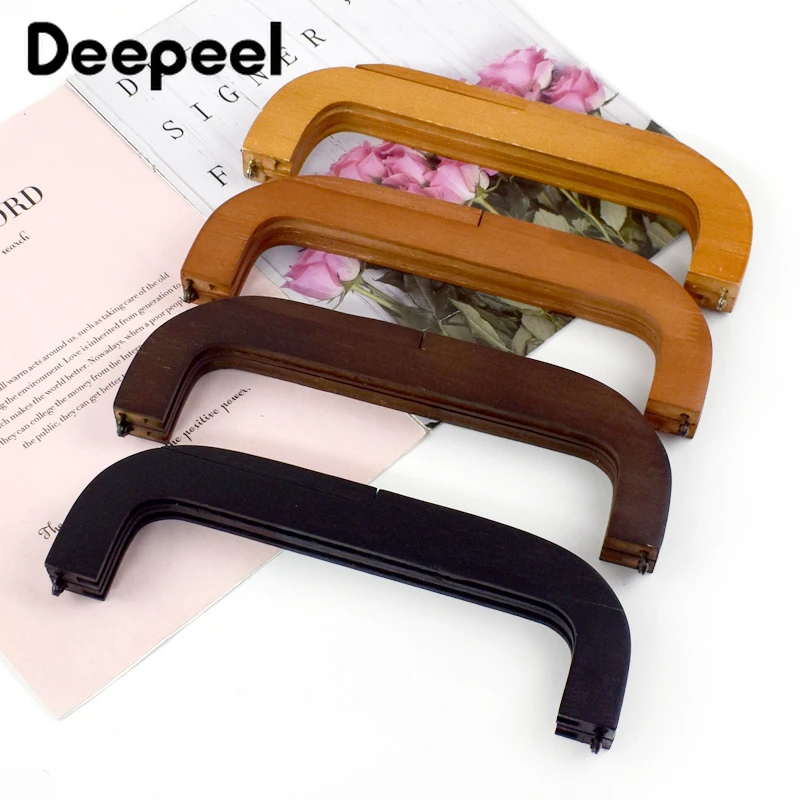 1Pc Deepeel 25*8.5cm Square Wooden Bag Handle Kiss Clasp Handbag Purse Frame Closure DIY Handmade Wallet Sewing Brackets Supply