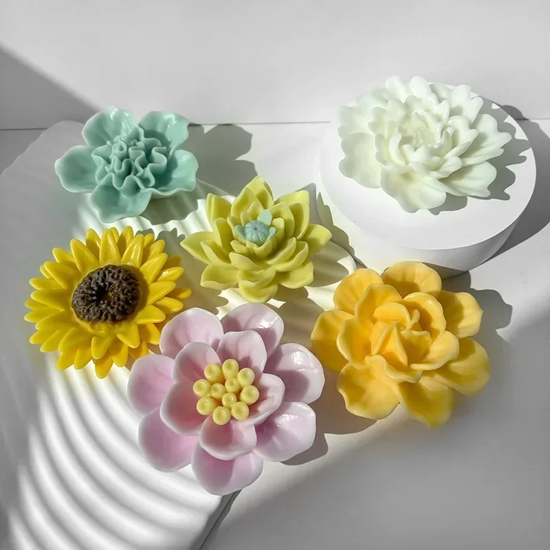 Silicone Mold for Floral Scented Candles Rose Crystal Drip Glue Aromatherapy Decoration Mold DIY Resin Chocolate Baking Mould