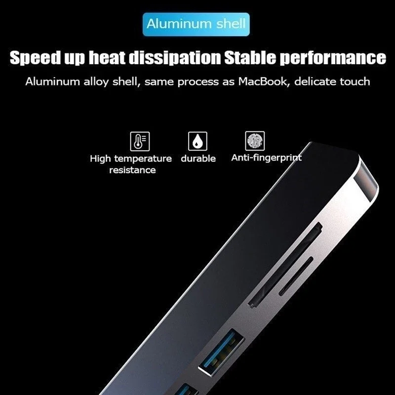 Type C 7 in 1 HUB USB3.0 Hub HDMI PD87W 4K 30Hz High Definition Converter SD TF Card Reader