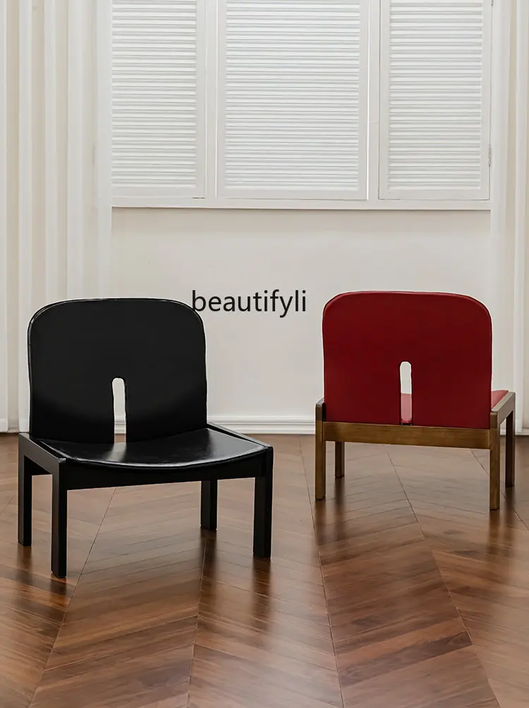 

Sili Style Retro Solid Wood Sofa Chair Living Room Leisure Chair Bedroom Backrest Light Luxury Chair