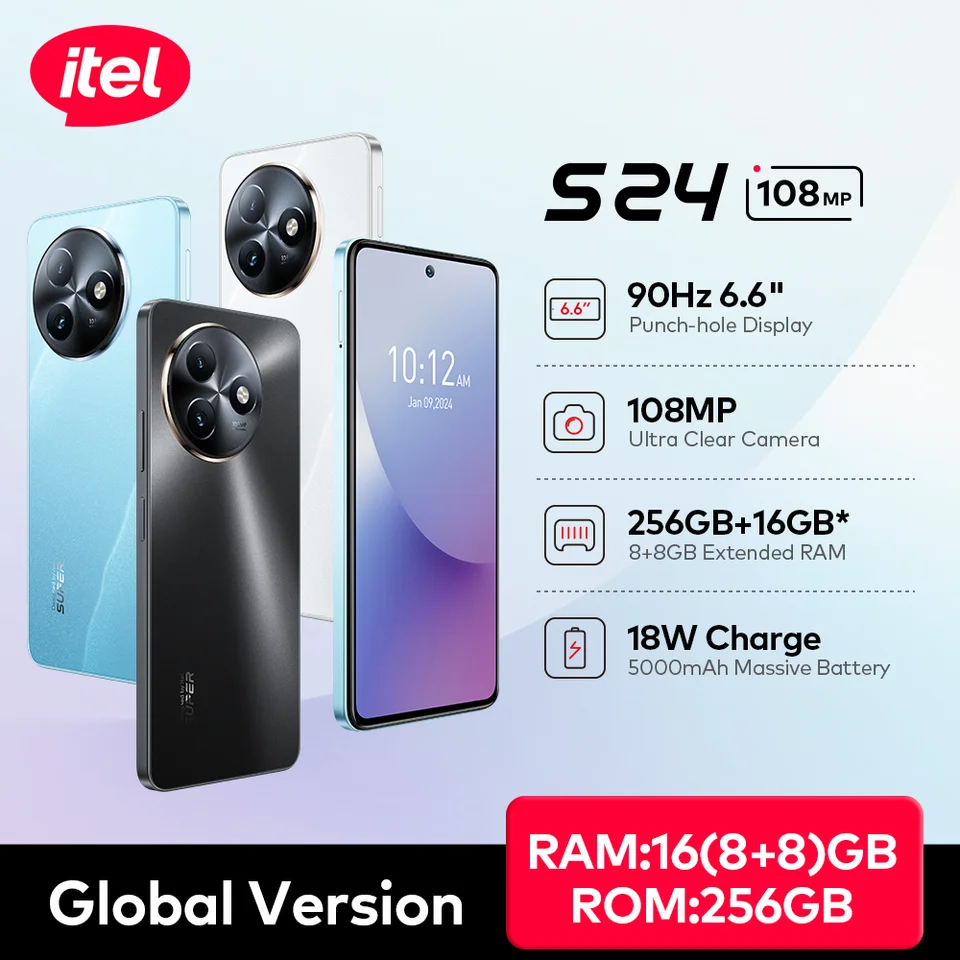 itel S24 6.6インチ 8GB 256GB ブラック スマートフォン itel S24 Factory Unlocked 256GB GMS Android Cell Phone INT'L