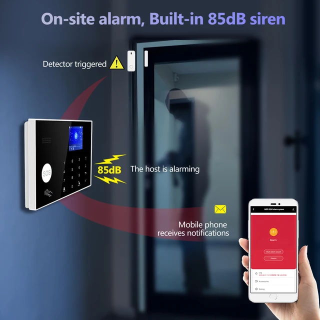 KERUI G30 Alarm System for Home WIFI GSM Security Alarm Panel with Temperature and Humidity Display Work Alexa Tuya Smart App 6