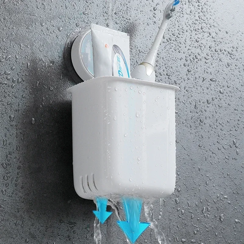 Portable Toothbrush Wall Mounted Holder Toothpaste Mouth Cup Waterproof Holder Drill-Free Bathroom Storage Shelf Rack Organizer toothbrush holder toothbrush storage box