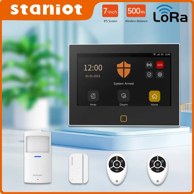 Staniot LoRa รุ่น 7 นิ้ว Security ALARM System WiFi 4G Tuya สมาร์ทหน้าแรก Burglar Kit 500 M ระยะทางไซเรนในตัว 1