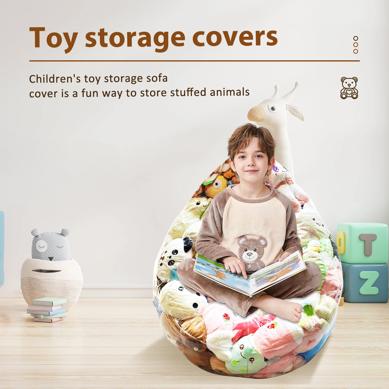 Clear PVC Stuffed Animal Storage Bean Bag Chair Cover
