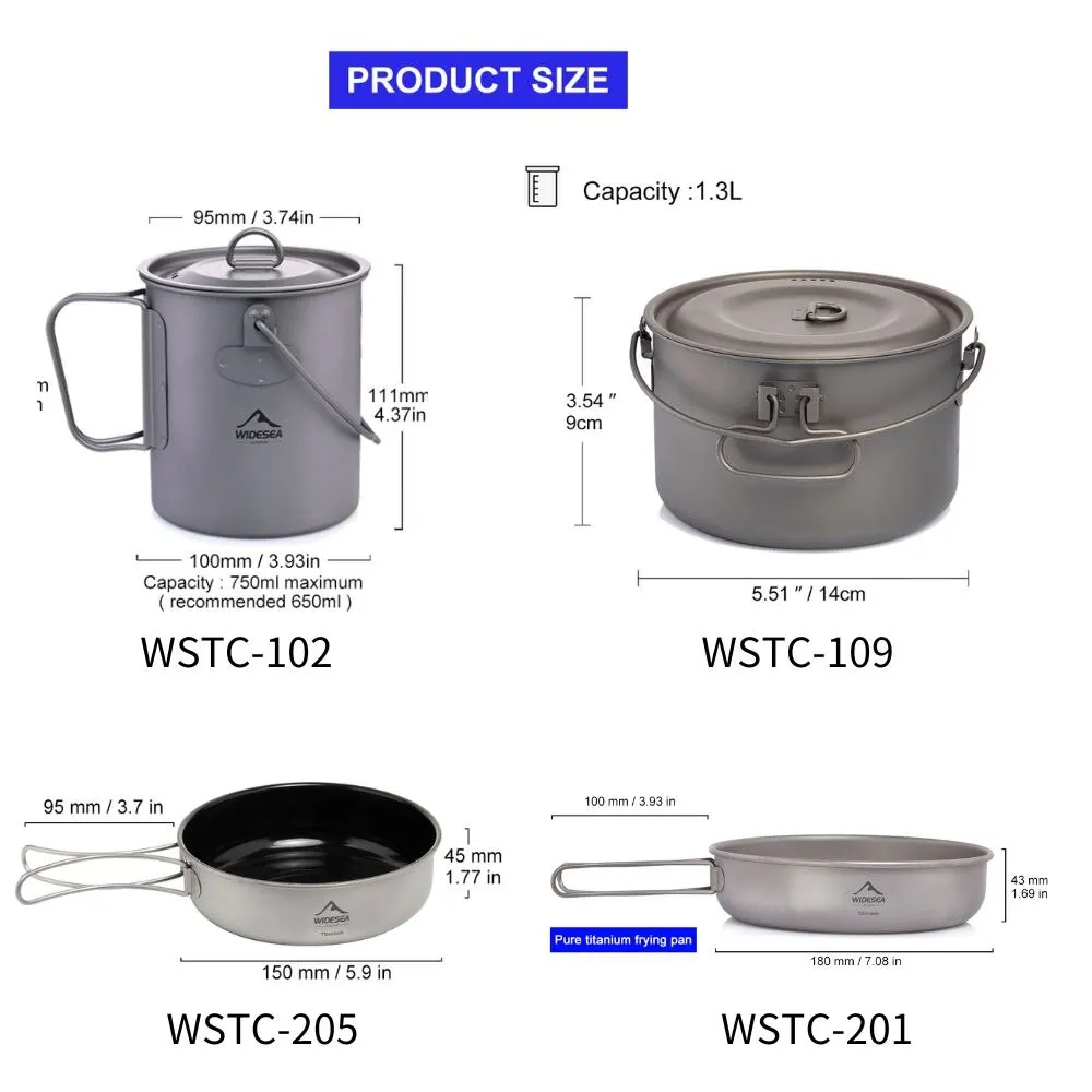 Camping Tableware Titanium Cookware Set 2