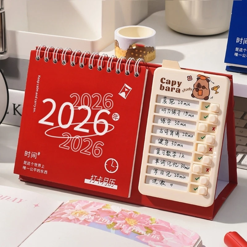 AXYB 2026 효율적인 시간 관리 일일 목표 달성 및 자동 징계 진행을 위한 스탠드업 데스크 캘린더 플래너
