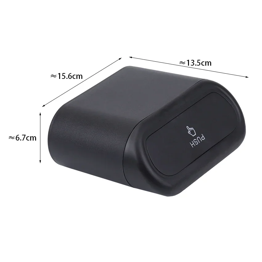 Black ABS Car Trash Bin with Detachable Hook for Auto Interior