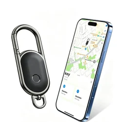 Enhanced Bluetooth Tracker with Carabiner for Keys, Bags, Luggage, and Pet Finder (Black)