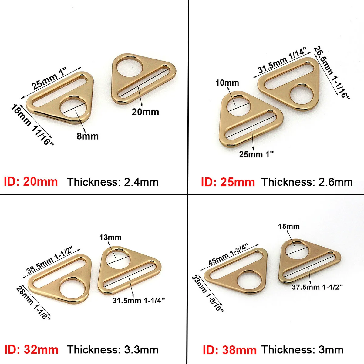 5 Stück Metall-Dreieck-Ringschnallen, verstellbare Schnallen für Lederhandwerk, Taschenteile, Rucksackgurt, Gürtel, Gepäck, DIY-Zubehör – Detail 2