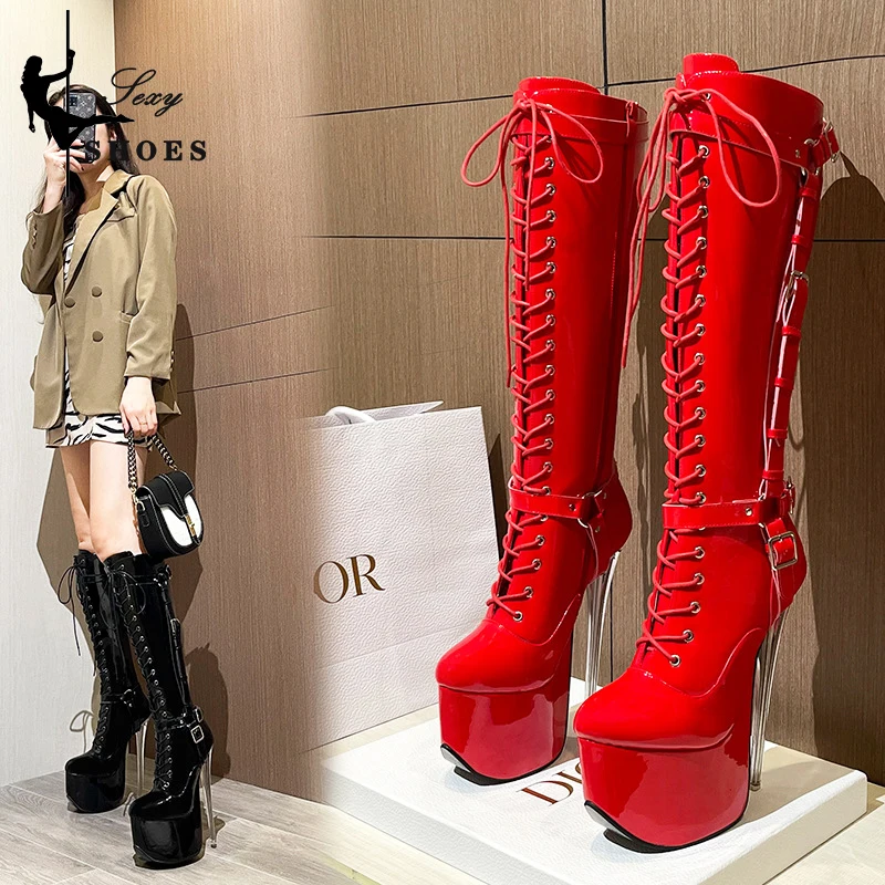 19cm Metal Heel Fashion Modern Boots 2025 New Detachable Mid-Calf Boots Decorative Buckle Band Women Shoes Platform High Heels