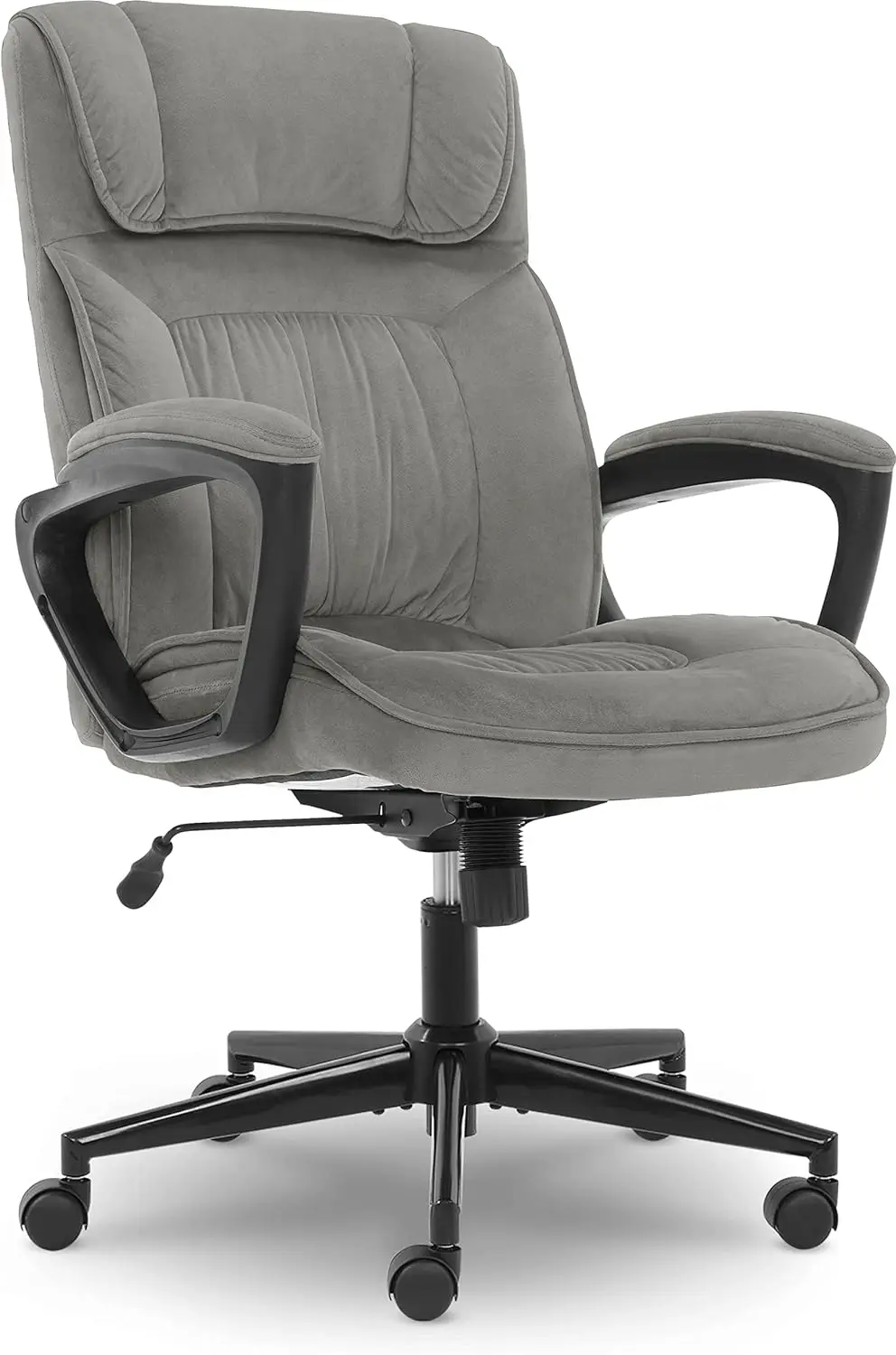 

Executive Office Chair Ergonomic Computer Upholstered Layered Body Pillows,Contoured Lumbar Zone,Base,Fabric,Black/Grey