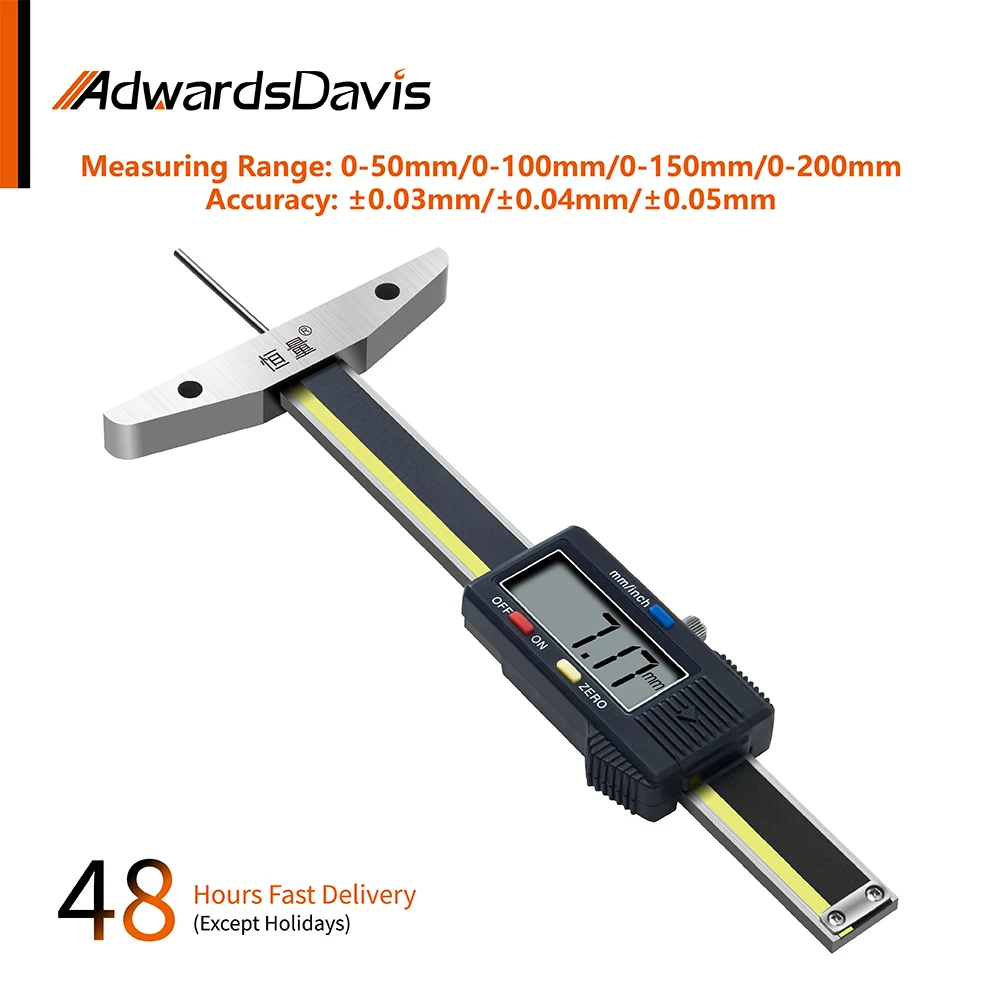 Digital Display Depth Caliper Electronic Thin Rod Depth Gauge Small