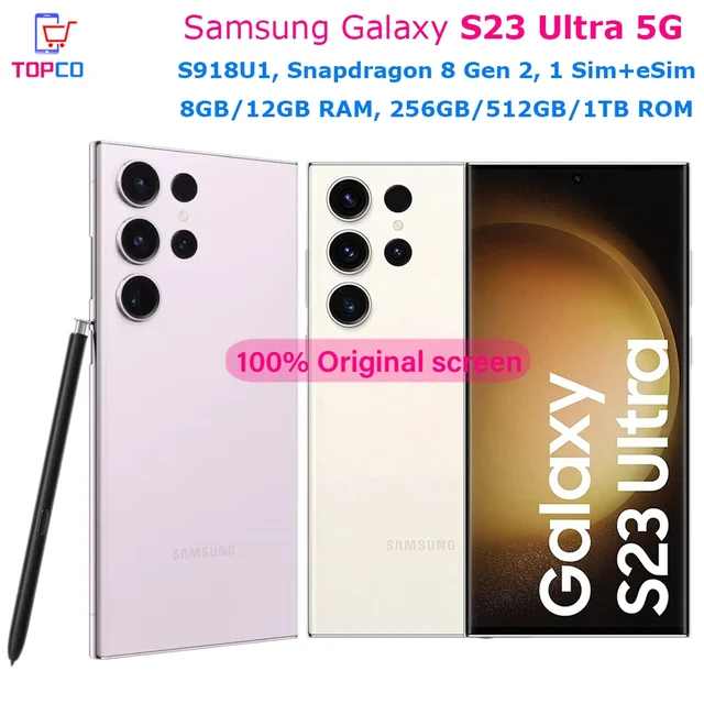 Samsung Galaxy S23 Ultra 5G S918U1 256GB/512GB Snapdragon 8 Gen 2 Octa Core 6.8" 200MP&12MP 8G/12GB RAM eSim Original Cell Phone 1