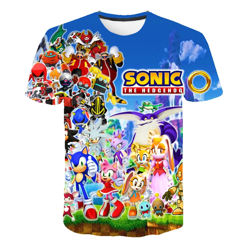 Summer Boy Anime Short Sleeve Sonic 3D Print T Shirts Children's Homewear Tee Daily Casual Tops 3-14Y Kids' Boys Sporty T-shirt 6