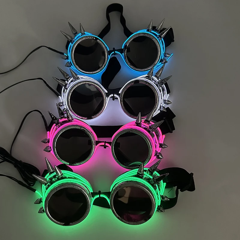 LED-Technologie-Brille, cooles Konzert, DJ-Zubehör, bunte leuchtende futuristische transparente Brille, bunte Roboter-Stern-LED-Brille – Detail 37