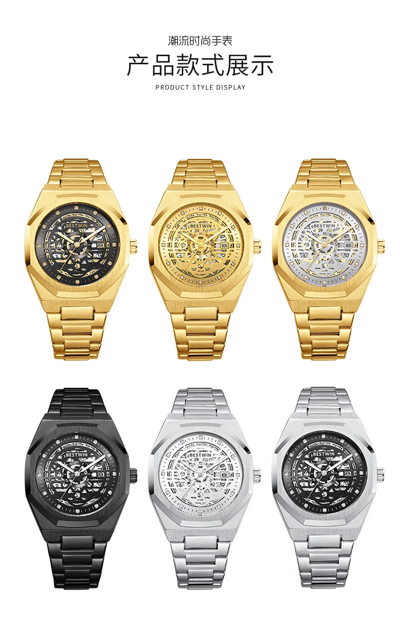 Stainless Steel Silver Luxury Brand Calendar Men Chronograph Quartz Watch Waterproof Sports Watches Relogio Masculino
