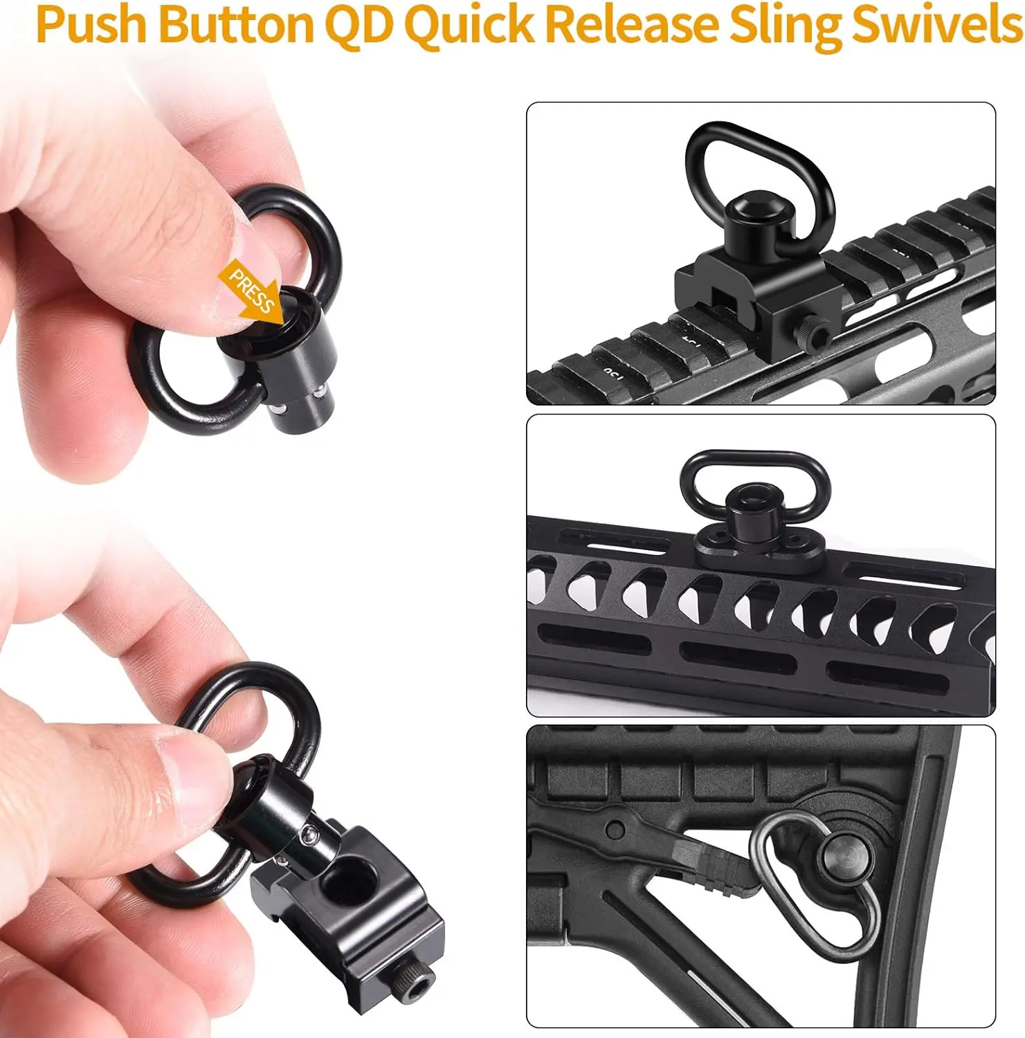 Rifle Sling Swivel Stud Mount Adapter Mlok Rail Quick Release QD Sling Swivel Mount Adapter Hunting Gun Accessories 1.25inch