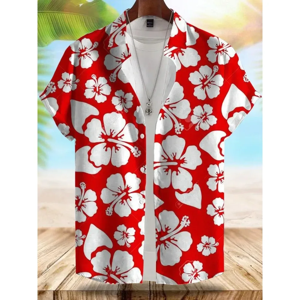 Seaside Hawaiian Style Men's Shirt Summer Vacation Casual Men's Short-sleeved Shirt Outdoor Beach Loose Comfortable Men's Shirt