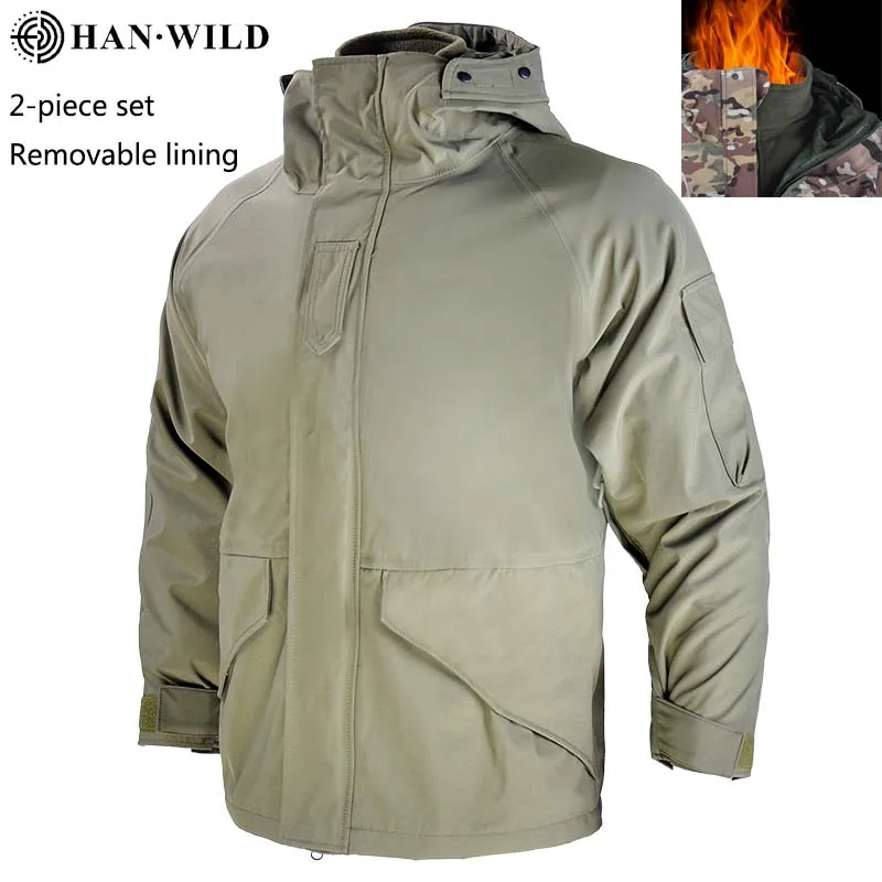 

Tactical Jacket Climbing Camouflage Jackets Thicken Warm Detachable Lining 2In1 Coats G8 Double Layer Pressure Waterproof Jacket