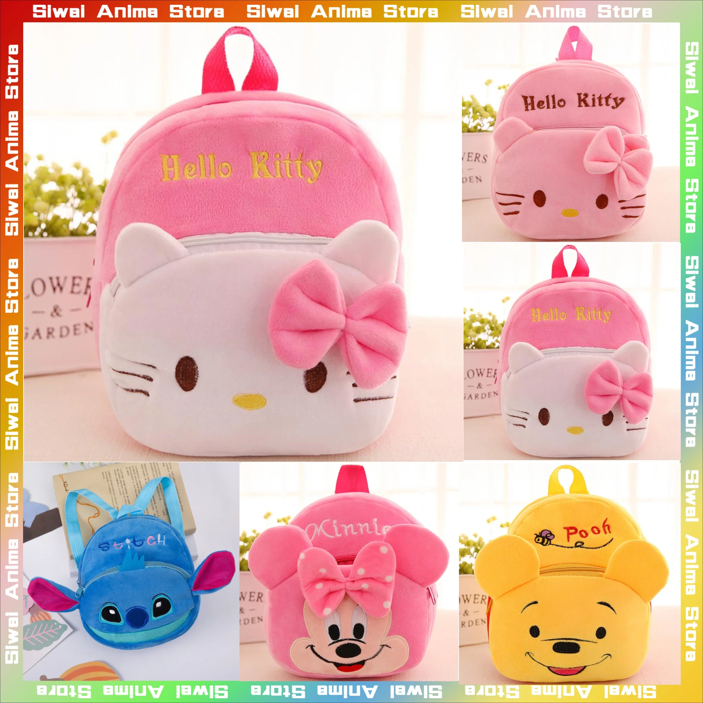 مرحبا كيتي الكرتون أفخم ظهره Kawaii أنيمي غرزة ميني ميكي بوه الدب المدرسية لطيف سانريو حقيبة هدية عيد ميلاد