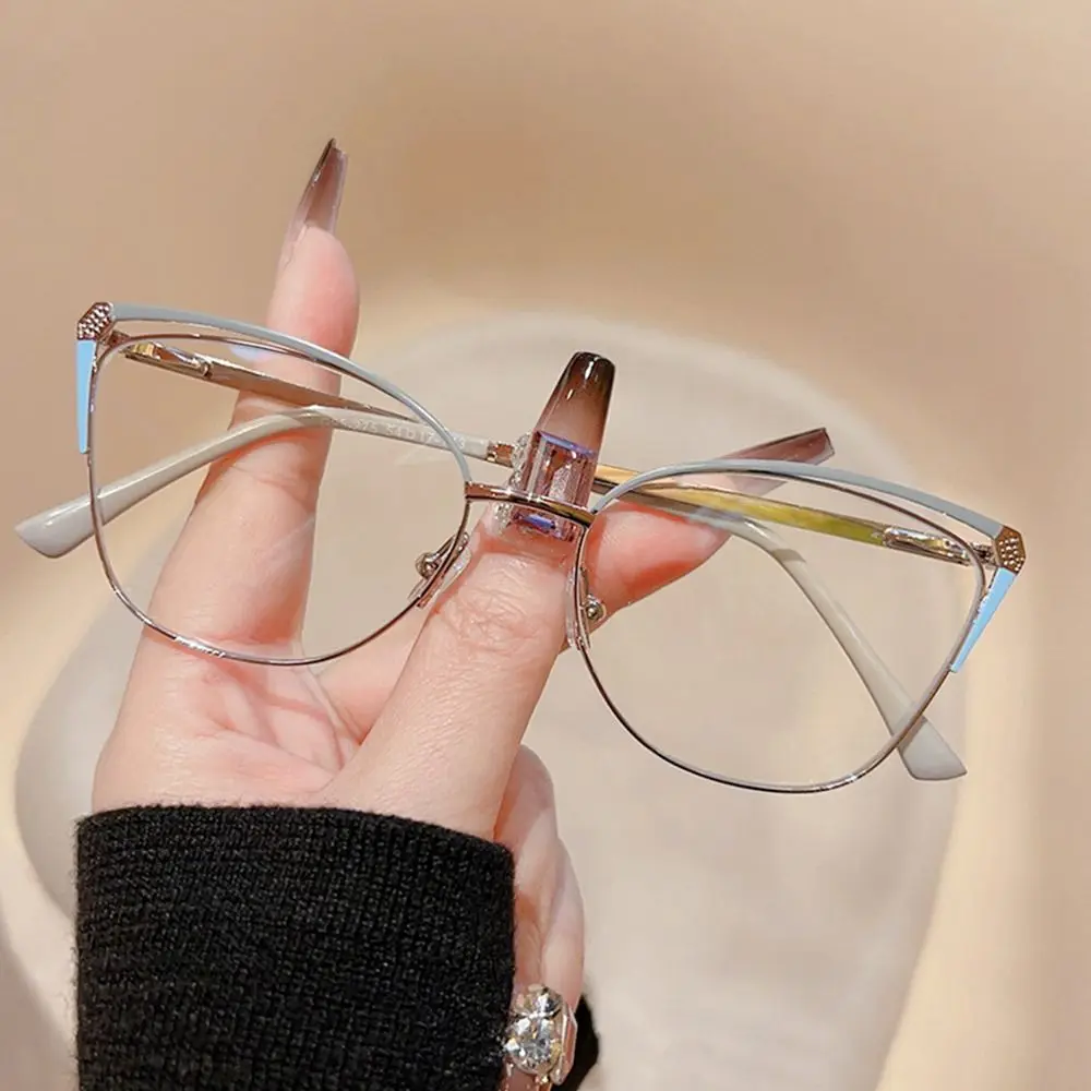 Trendy Blue Ray Blocking Anti-Blue Light Glasses Ultralight Eye Protection Square Eyeglasses Women Designers Metal Frame Glasses blue light blocking glasses metal frame glasses
