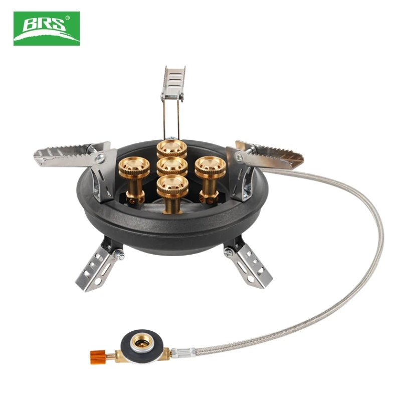 เตาแก๊สพกพาแบบพับได้ น้ำหนักเบา หัวเตา 5 หัว ให้เปลวไฟแรง ใช้แก๊สบิวเทนเหลว พร้อมฐานกันลื่น กำลังไฟสูง 1