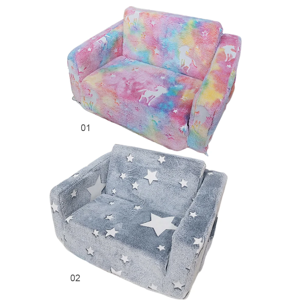 Comfy Toddler Chair Folding Out 2-in-1 Toddler Soft Couch Fold Out Glow in Dark Convertible Plush Foam Chair for Girls and Boys Comfy Toddler Chair Folding Out 2-in-1 Toddler Soft Couch Fold Out Glow in Dark Convertible Plush Foam Chair for Girls and Boys