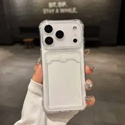 Elegant Transparent Bumper Card Holder Phone Case for iPhone 8 7 SE2 (Transparent)