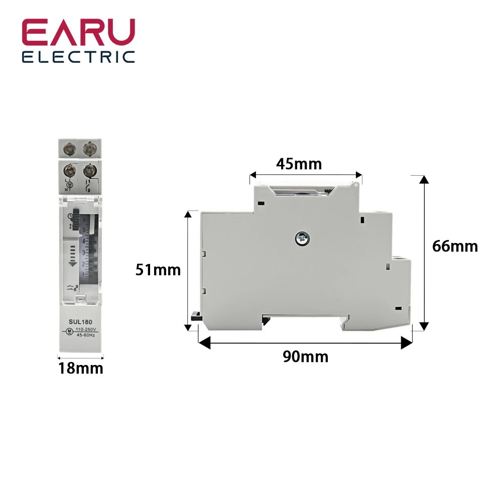 SUL180a 15 Minutes Mechanical Timer 24 Hours Programmable Din Rail Timer Time Switch Relay Measurement Analysis Instruments timer switch programmable timer switch time switch