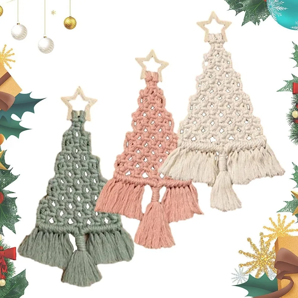 

Cotton Rope Christmas Tree Macrame Kit New DIY Cotton Thread Window Hangings Decor Christmas Tree Handmade Window
