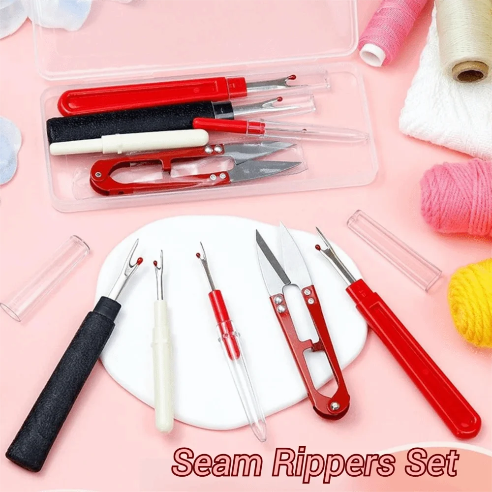 Easy Thread Removal Sewing Seam Set with Storage Box with Thread Snips Stitch Unpicker Wide Application Multi-functional