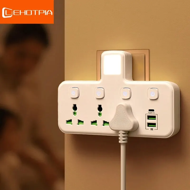 Power Strip EU UK AU US Plug AC Outlet Multiprise Wall Socket Universal Network Filter USB Charger Separate Switch Light Adapter