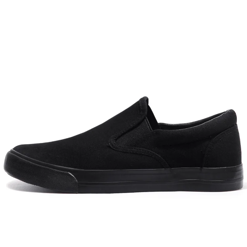 Slip-on Shoes Cool Young Man Street Pure Black Footwear Breathable Flat Mens Casual Shoes Plus Size 45 3
