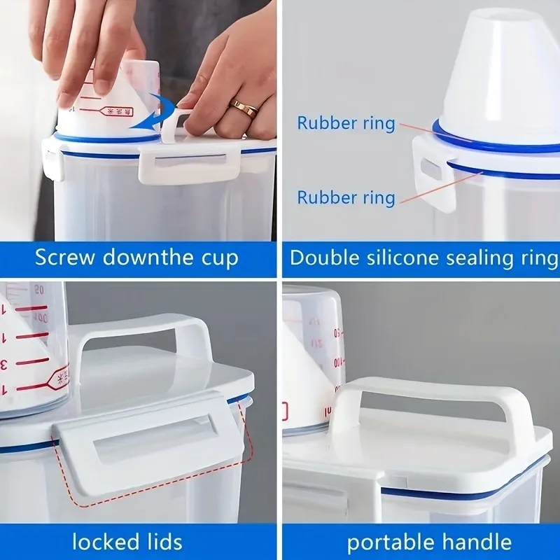 Food Storage Canister 1pc Large Capacity Household Sealed Rice Dispenser Kitchen Supplies