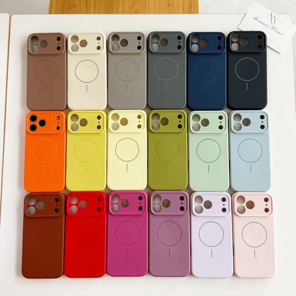 Soft Liquid Silicone Magnetic Phone Case with Shockproof Lens Protection and Magsafe Compatibility