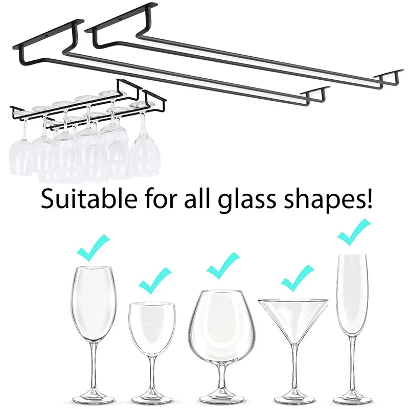 Wall Mount Wine Glass Holder Under Cabinet Wine Glass Holder Hanger Organizer Convenience Hanging Stemware Holder For Kitchen