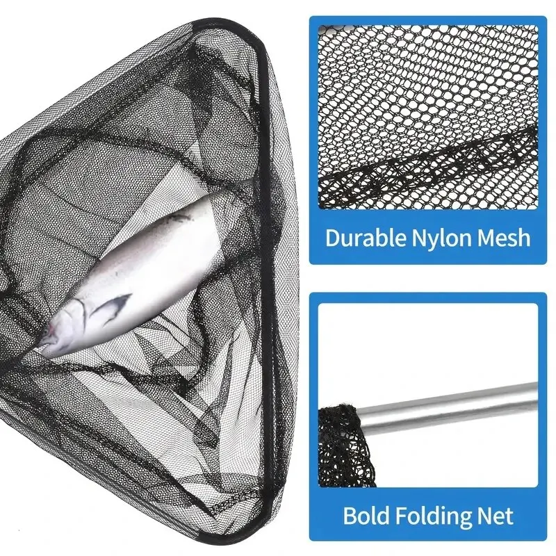 Heavy Duty Folding Fishing Landing Net with Adjustable Pole Handle