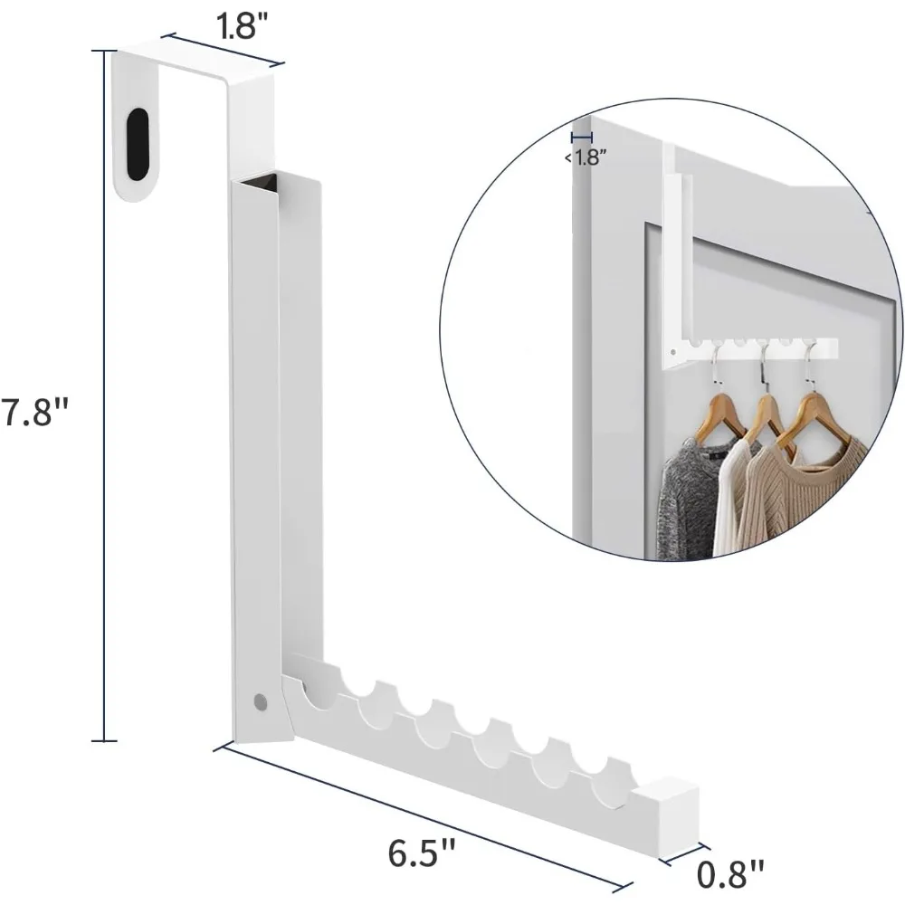 2 Pack Over The Door Hanger Hooks for Clothes Small Portable Storage Hooks, Over The Door Clothes Drying Rack for 2