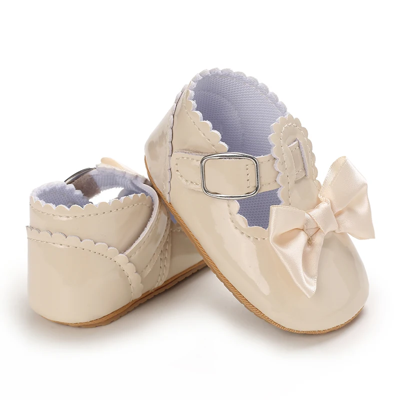 Retro Princess Shoes Newborn Anti Slip Rubber Sole Walking Shoes Elegant Bow Girl's Baby Korean Small Leather Shoes 4