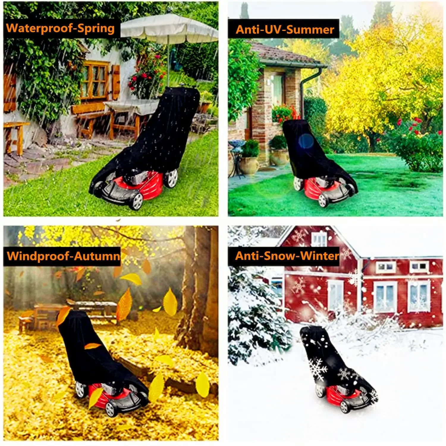 Lawn Mower Cover Waterproof Heavy Duty Push Mower Covers Outdoor Dust UV Protection Universal with Cover Storage Bag